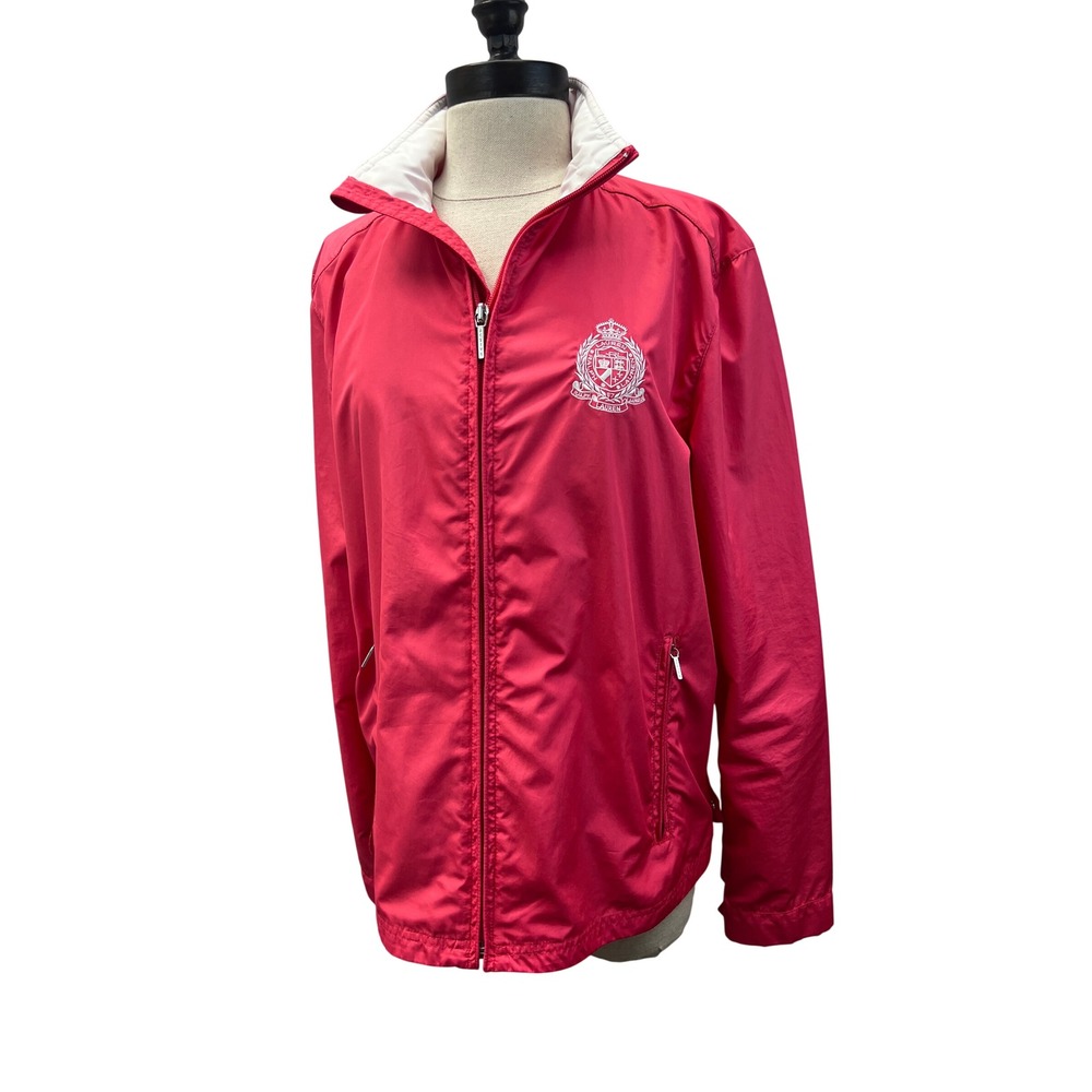 Lauren Ralph Lauren Active Windbreaker Women Large Pink Excellent Crest Logo Zip